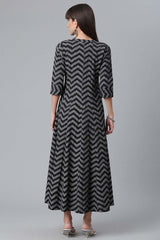 Crepe Black Printed Kurta