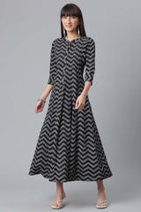 Crepe Black Printed Kurta