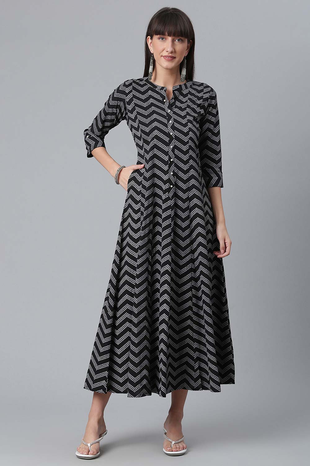 Crepe Black Printed Kurta