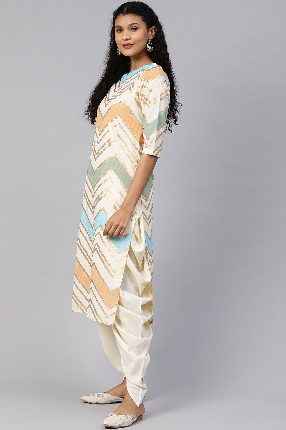 Crepe Pigment Print Kurta with Dhoti Set Online