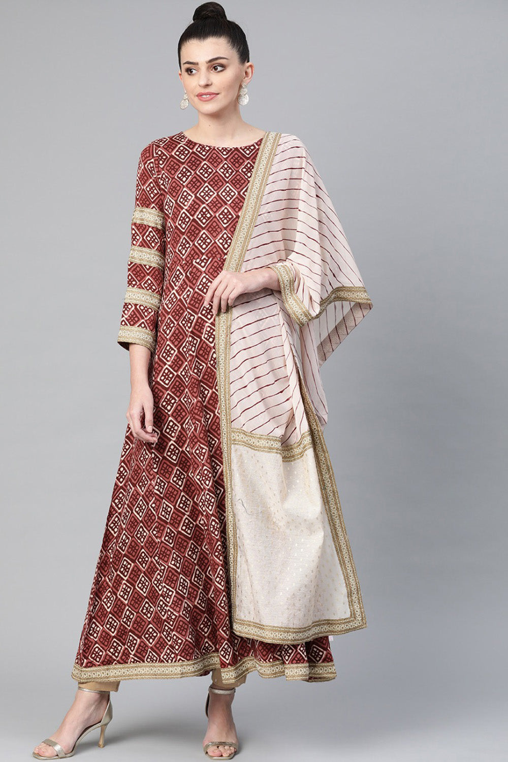 Buy Chanderi Printed Kurta Set  Online