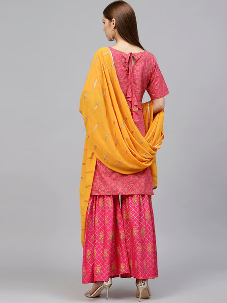 Shop Woman's  Cotton Kurta Sets in Pink At KarmaPlace