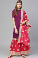 Poly Art Silk Kurta Sets In Purple