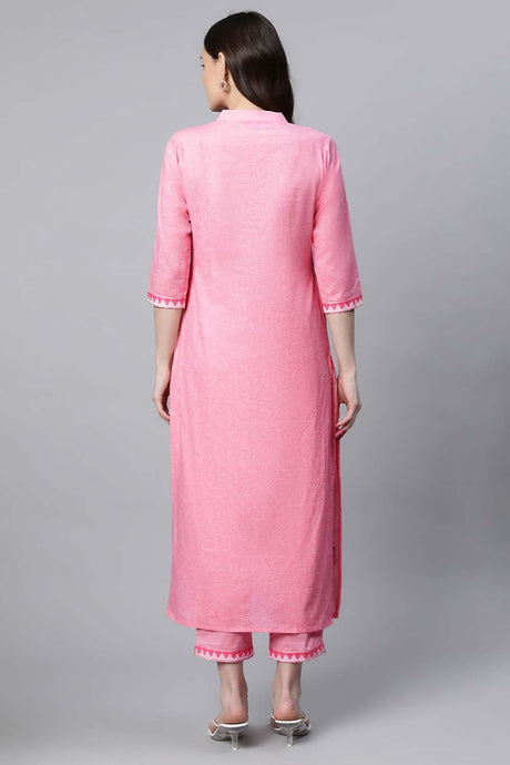 Light Pink Colour Pure Cotton Printed Kurta Pant Set With Dupatta