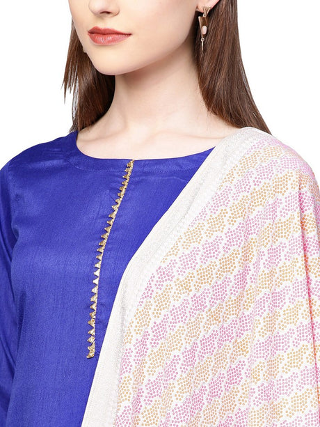 Poly Art Silk Solid Kurta Sets in Blue