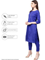 Poly Art Silk Solid Kurta Sets In Blue