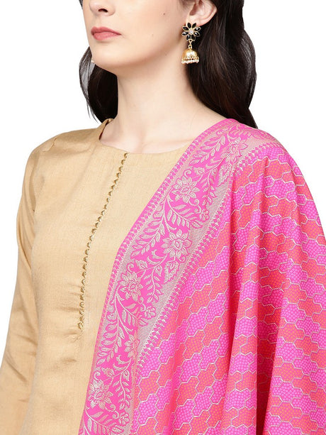 Shop Poly Art Silk Solid For Woman's Kurta Sets in Beige At KarmaPlace