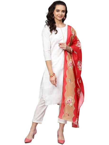 Shop White Cotton Salwar Kurta Set Online 
