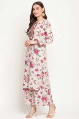 Buy Crepe Printed Suit Set in Beige - Back