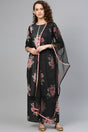 Buy Muslin Digital Print Kurta Set in Black Online