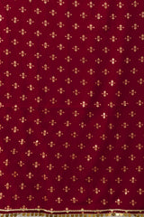 Maroon Georgette Gold Foil Print Peplum Kurti Sharara Set With Dupatta