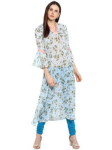 Georgette Kurta Top In Sky Blue