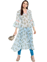 Georgette Kurta Top In Sky Blue