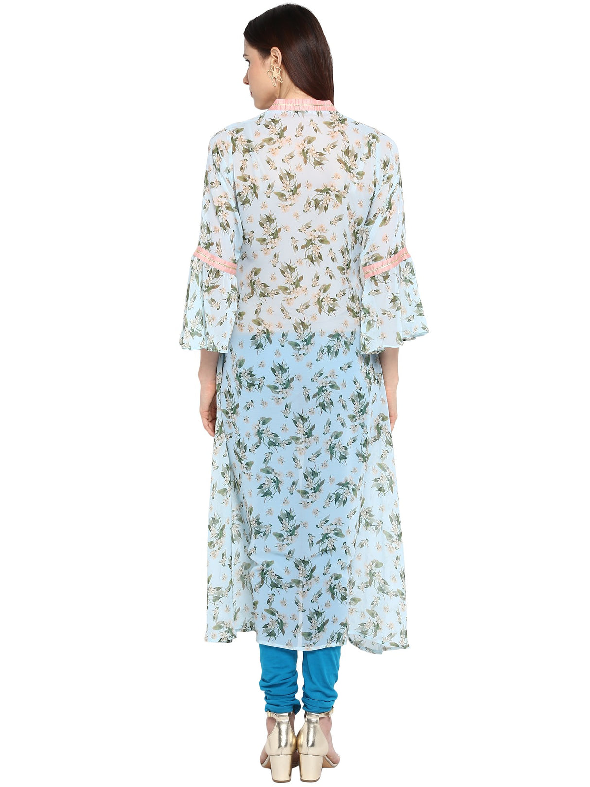 Georgette Kurta Top In Sky Blue