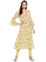 Georgette Kurta Top In Yellow