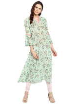 Georgette Kurta Top In Sea Green