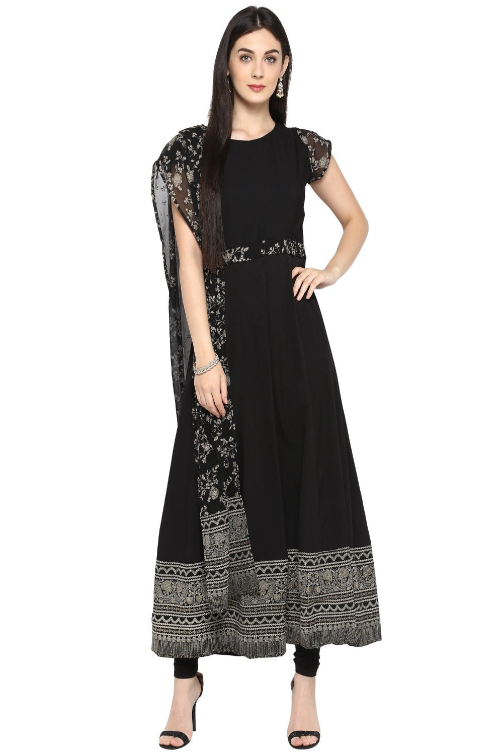 Buy Anarkali Printed Kurta in Black Online