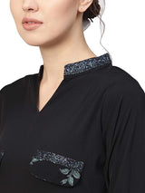 Poly Polyester Pathani Kurta Set In Black