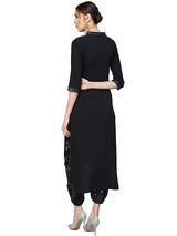 Poly Polyester Pathani Kurta Set In Black