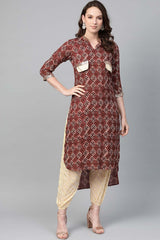 Rayon Printed Pathani Kurti Harem Pant