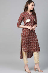 Rayon Printed Pathani Kurti Harem Pant