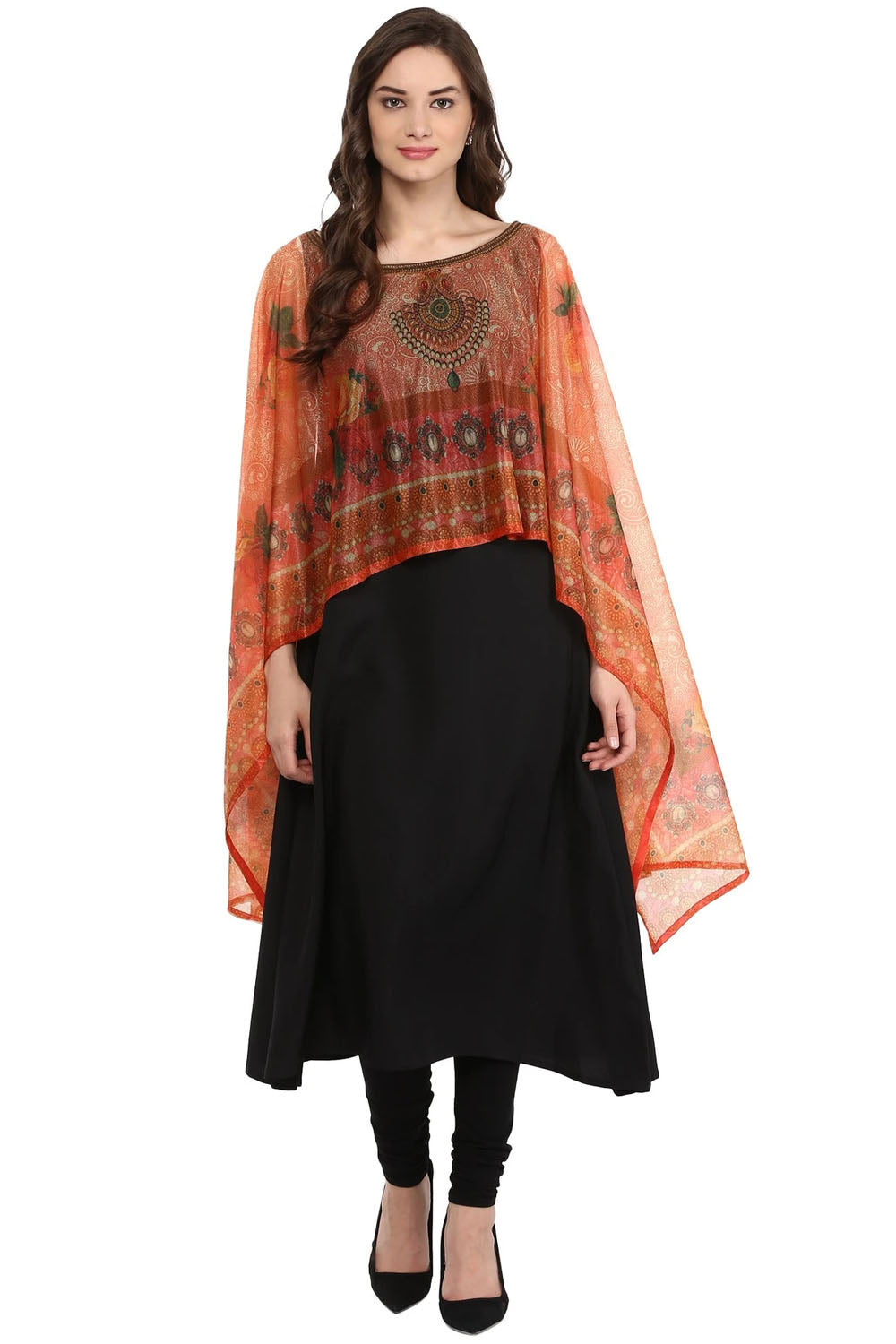 Polyester Kurta Top In Black