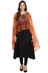 Polyester Kurta Top In Black