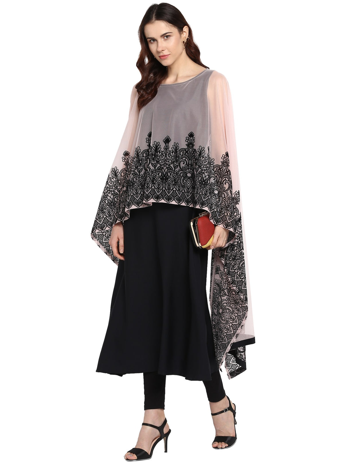 Shop Woman's Net Kurta in Black At KarmaPlace