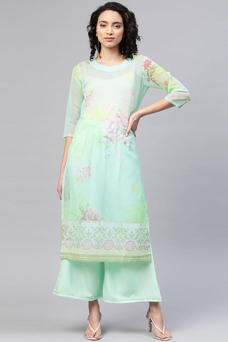 Buy Women's Organza Kurta In Light Green