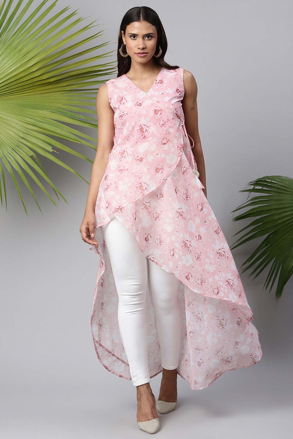 Pink Organza Digital Printed Dress