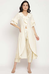 Buy Crepe Printed Kurta Set in Offwhite