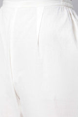 Off White Colour Pure Cotton Printed Kurta Pant Set