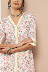 Buy Pink Poly Crepe Printed Kurta Palazzo Set Online