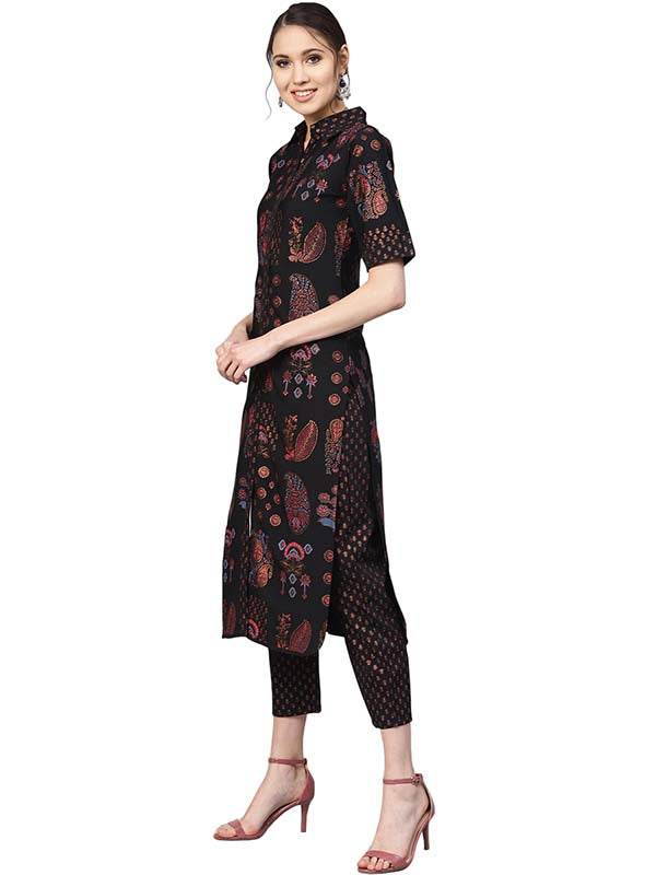 Buy Black Pathani Kurta Set Shoping  