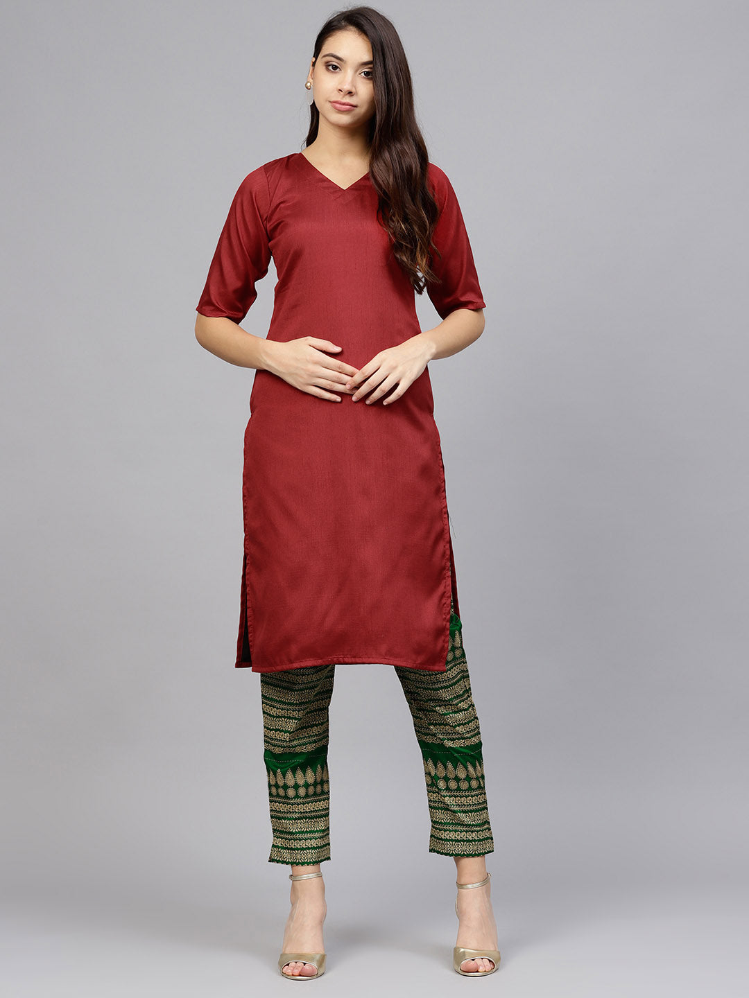 Buy Poly Art Silk Kurta Sets in Red Online