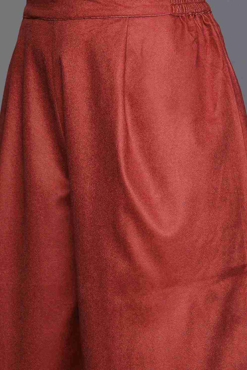 Buy Maroon Velvet Printed Kurta Palazzo Set With Dupatta Online