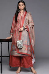 Buy Maroon Velvet Printed Kurta Palazzo Set With Dupatta Online