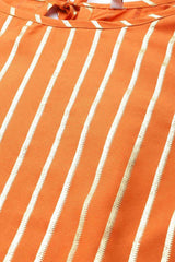 Buy Crepe Foil Print Suit Set in Orange - Zoom in