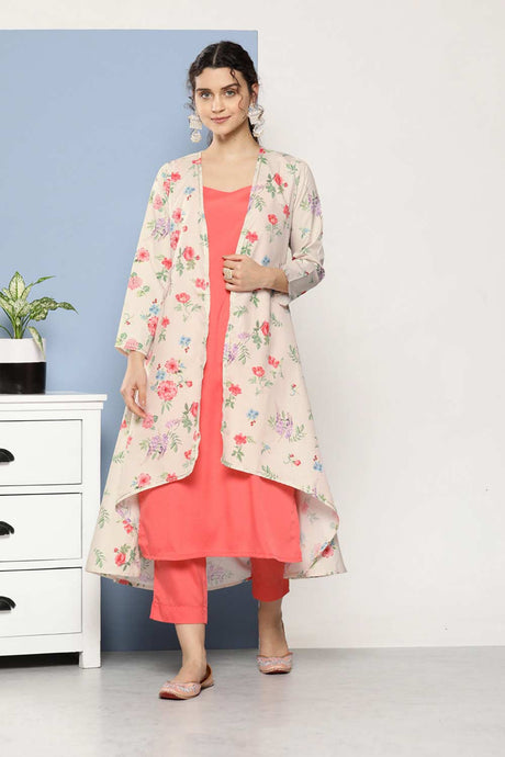 Buy Pink Poly Crepe Solid Kurta Trousers Set Online