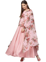 Buy Poly Art Silk and Chiffon Kurta in Pink Online