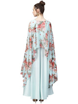 Poly Art Silk And Chiffon Kurta Top In Sky Blue