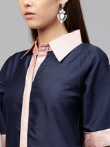 Poly Art Silk Kurta Top In Blue