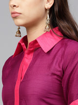 Poly Art Silk Kurta Top In Purple