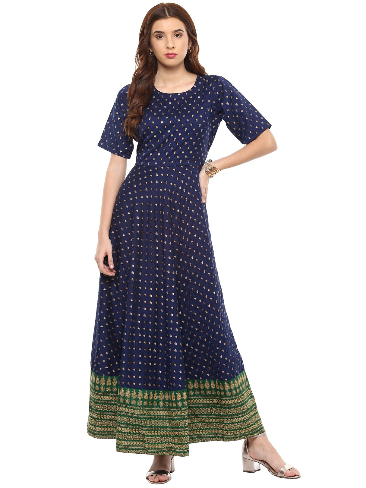 Poly Art Silk Kurta Top In Blue