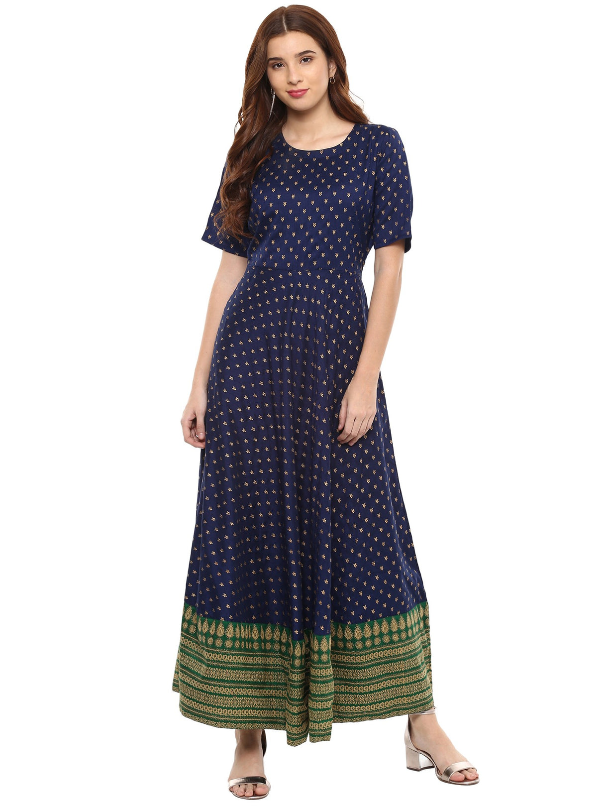 Poly Art Silk Kurta Top In Blue