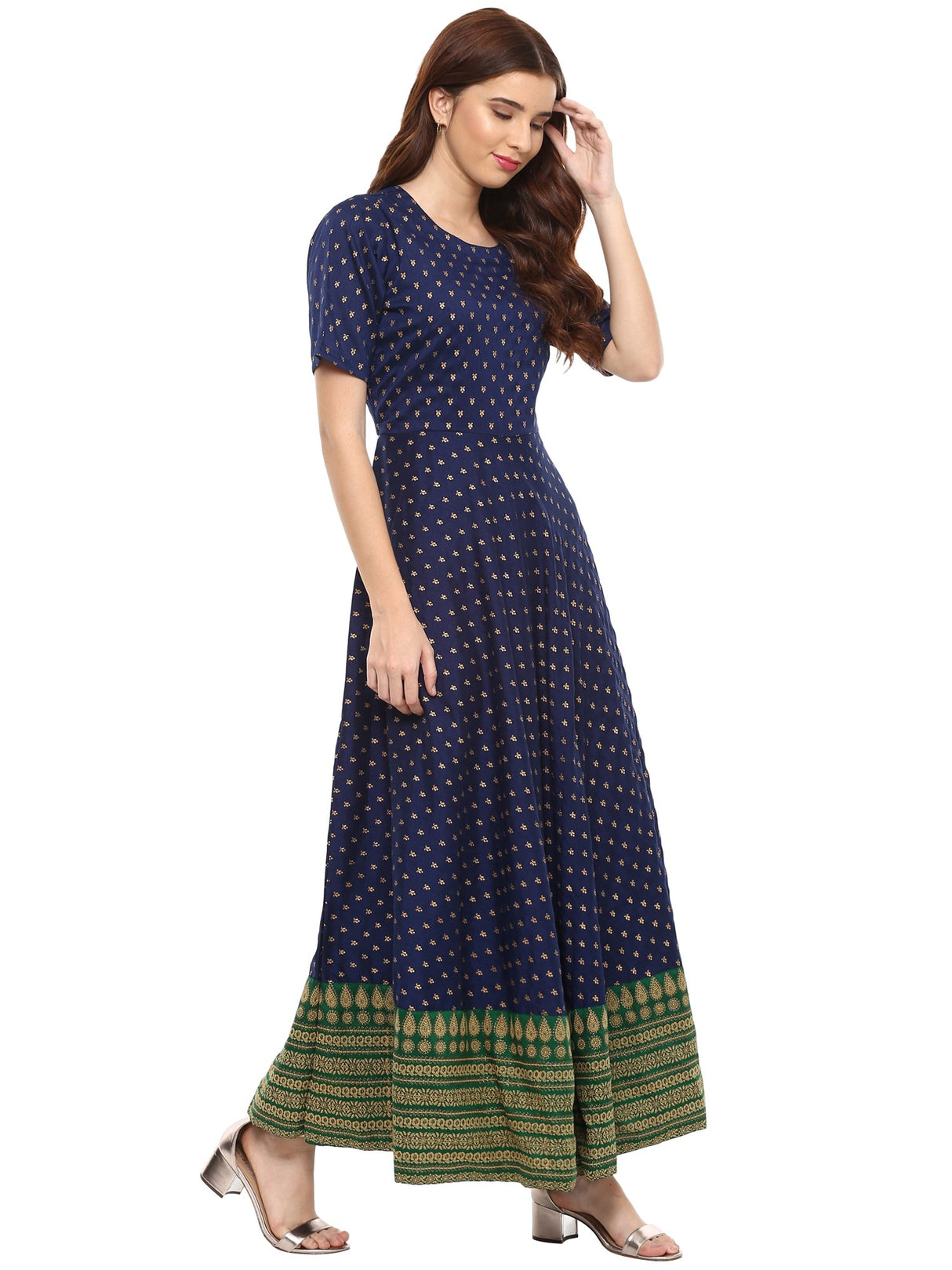 Poly Art Silk Kurta Top In Blue