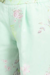 Buy Organza Foil Print Kurta Set in Sea Green - Side