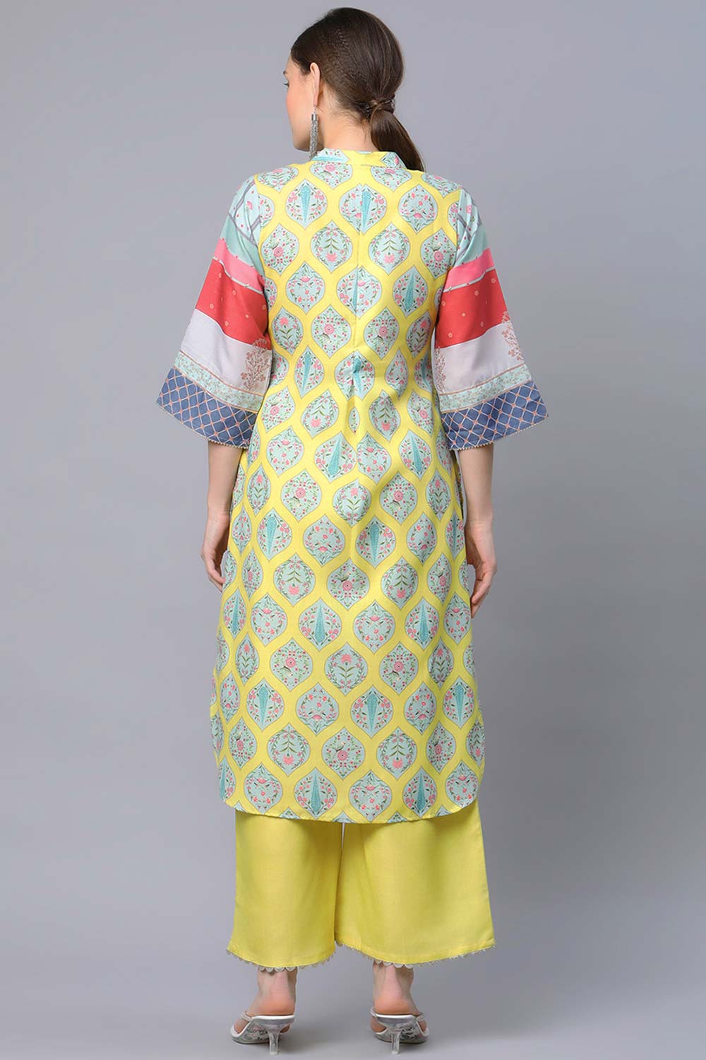 Yellow Pure Blend Digital Printed Kurta Palazzo Set