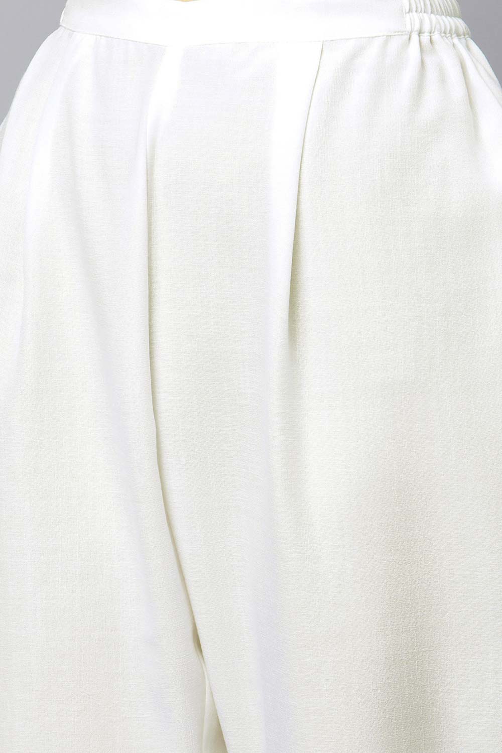 Off White Pure Cotton Printed Asymmetric Kurta Palazzo Set