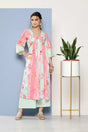 Buy Pink Poly Crepe Printed Kurta Palazzo Set Online